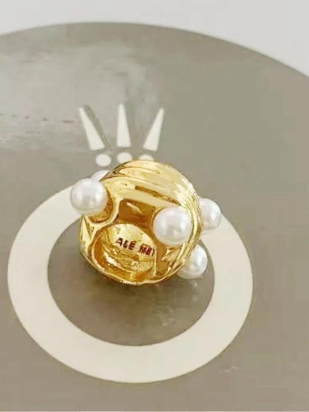 Pandora Gold Charm with White Pearls